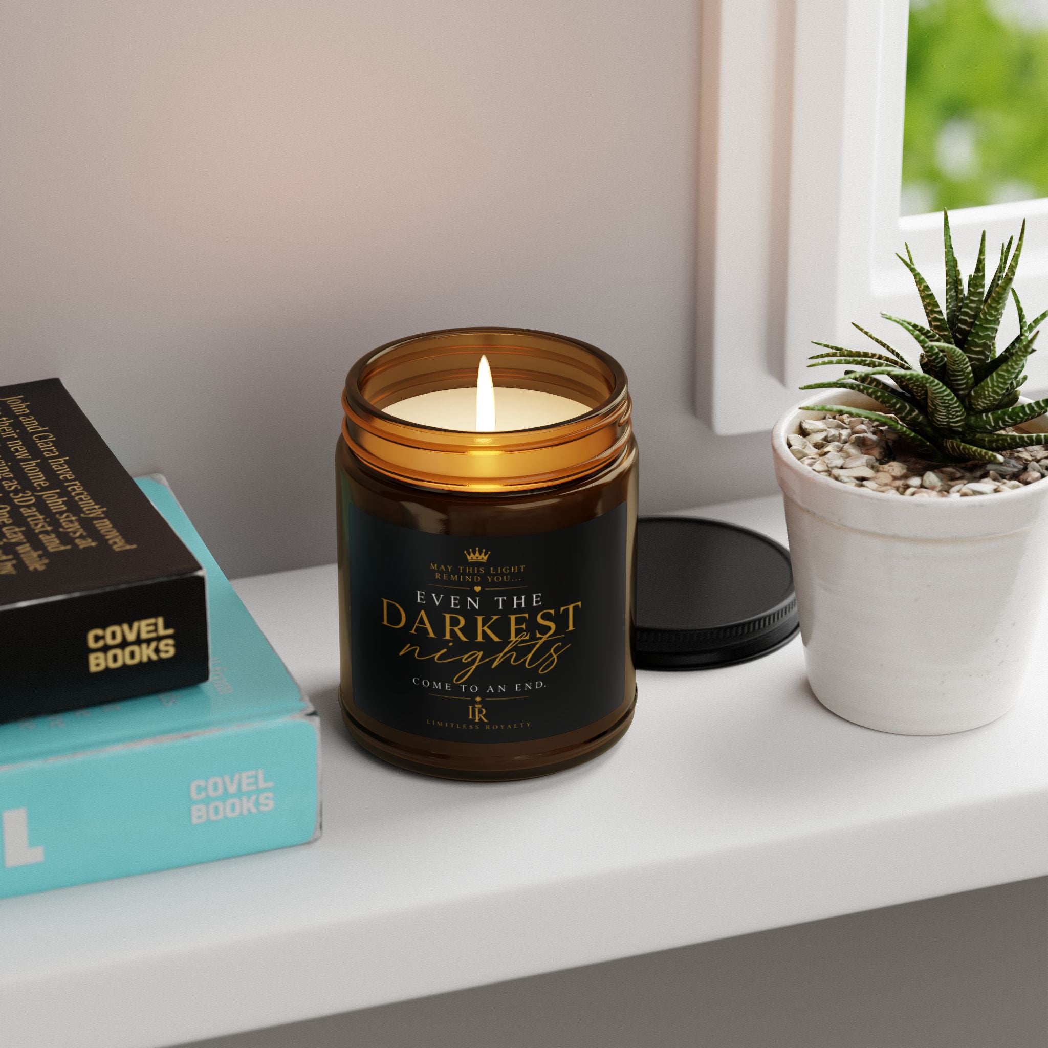 Limitless Royalty™ Inspirational Soy Candle | "Even the Darkest Nights Come to an End"