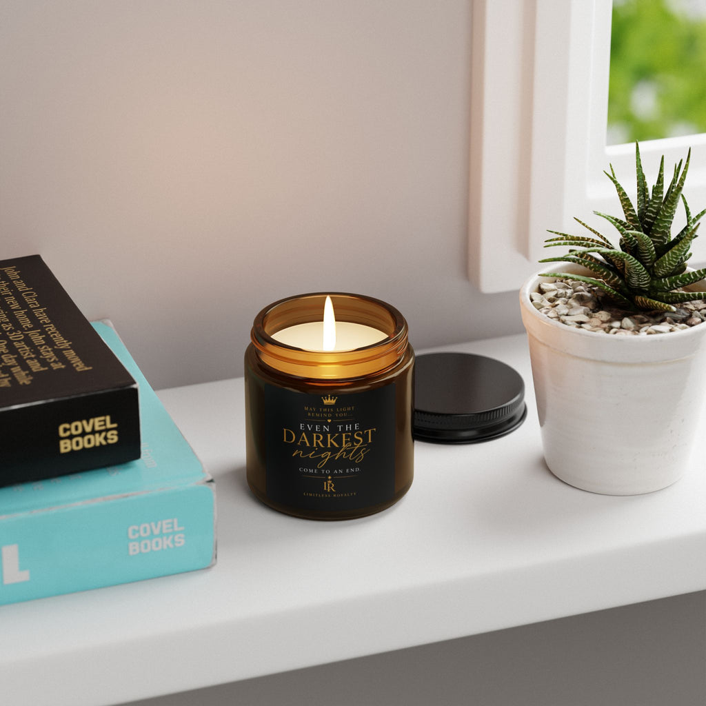 Limitless Royalty™ Inspirational Soy Candle | "Even the Darkest Nights Come to an End"
