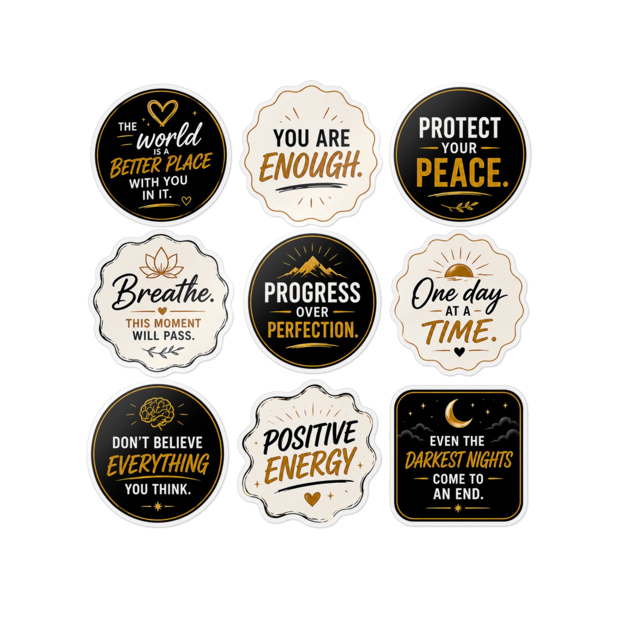 9-Piece Motivational Sticker Pack | Inspirational Waterproof Vinyl Stickers