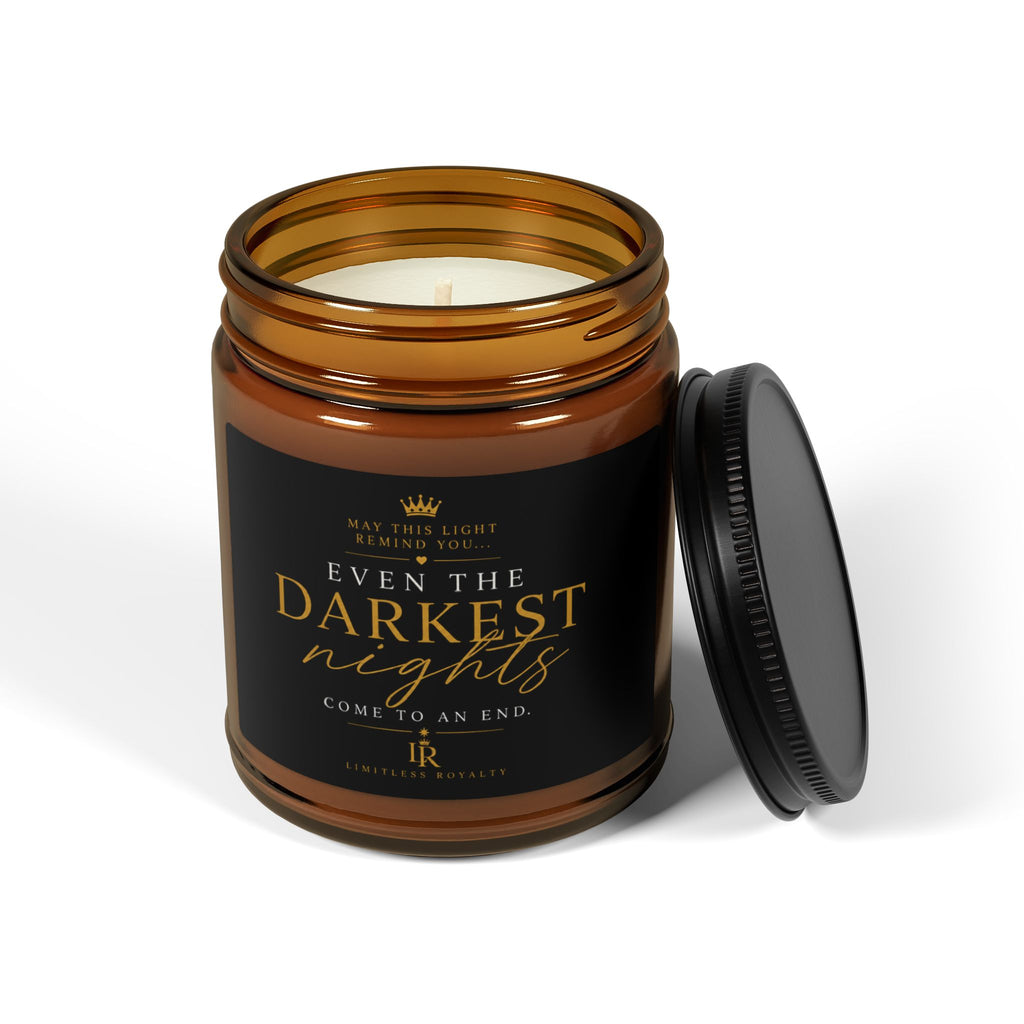 Limitless Royalty™ Inspirational Soy Candle | "Even the Darkest Nights Come to an End"