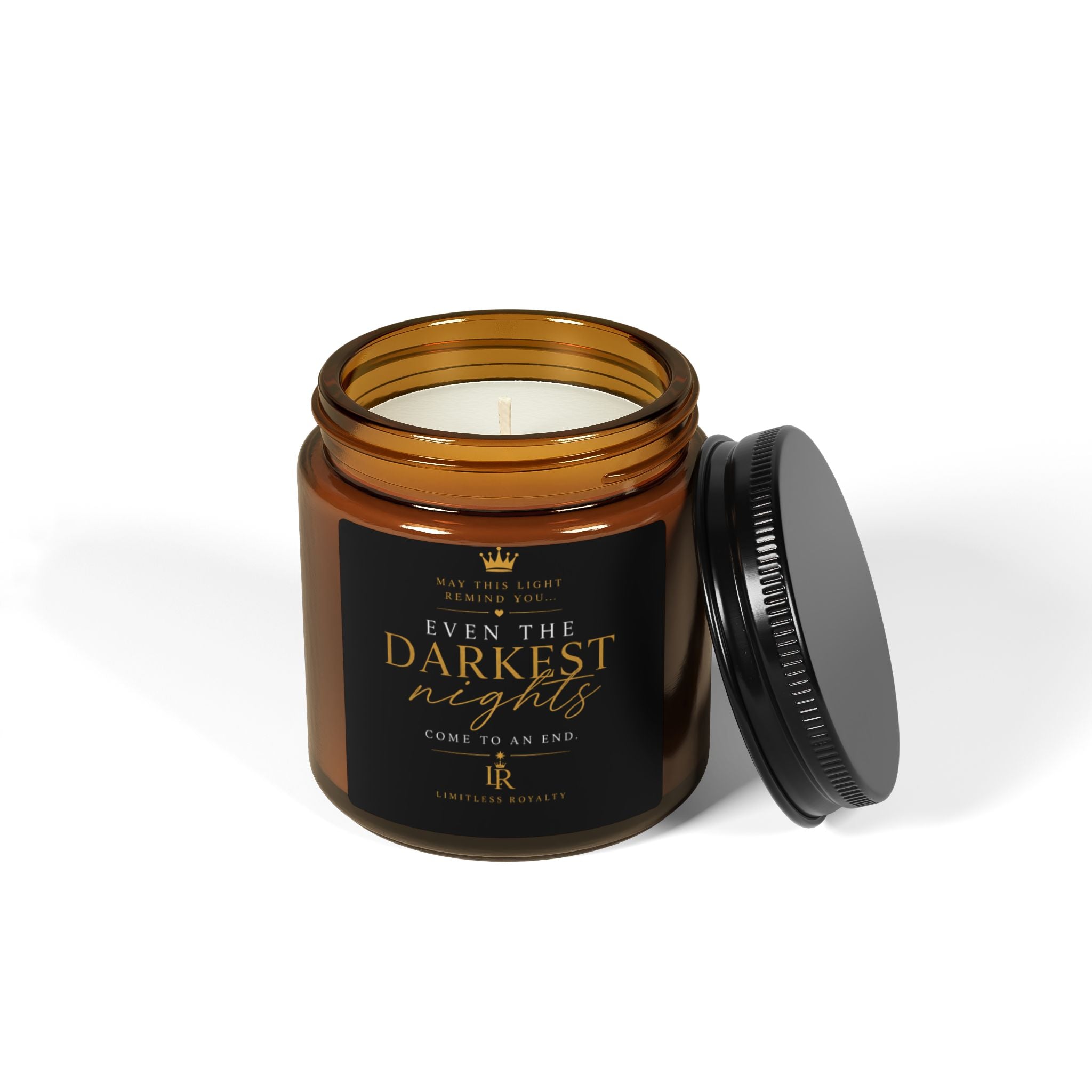 Limitless Royalty™ Inspirational Soy Candle | "Even the Darkest Nights Come to an End"